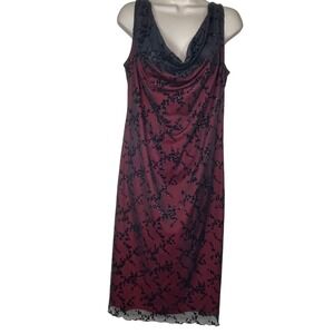 VTG Rocket Candy Dress 1X Black Sheer Overlay‎ Whimsigoth y2k Cowl Neck Sparkle